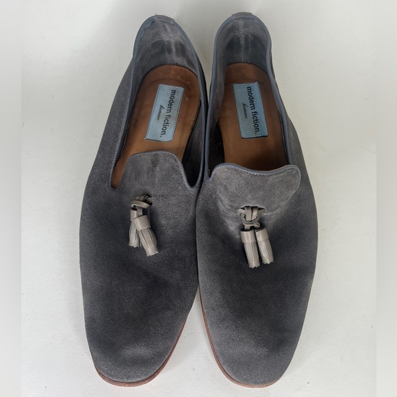 Modern Fiction Shoes Loafers Slip Ons Men Size 46 US 13 Gray Suede - Picture 3 of 16